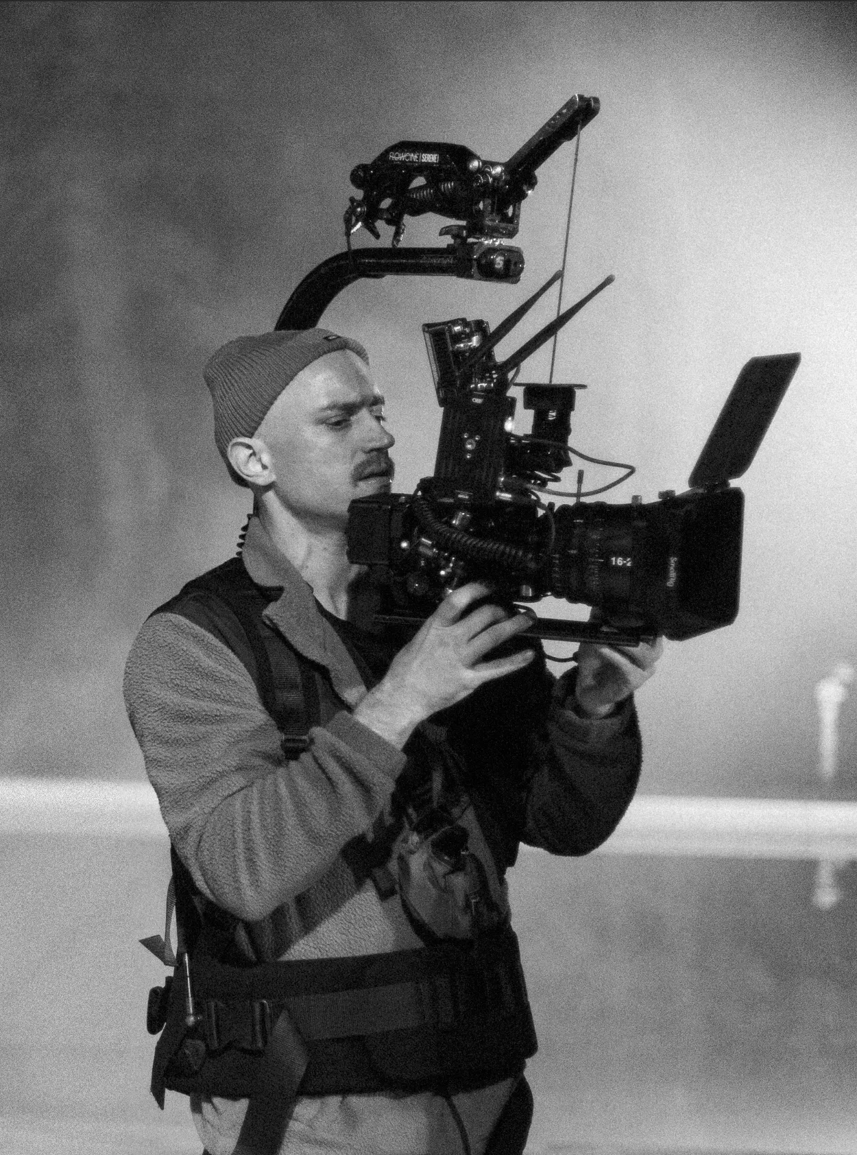 Max Golov working as a cinematographer with a cinema camera
