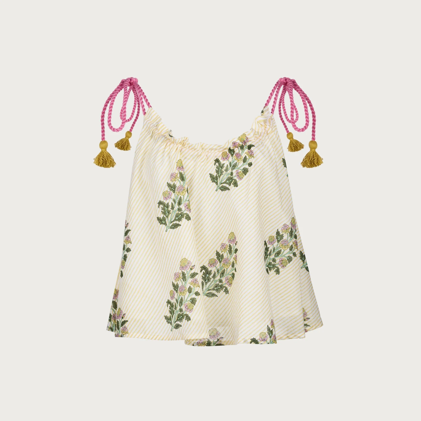 Clean catalogue product image of patterned clothing on a white background